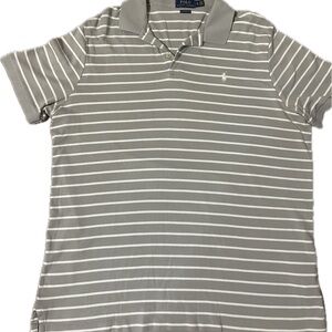 Polo by Ralph Lauren Light Gray and White Striped Shirt